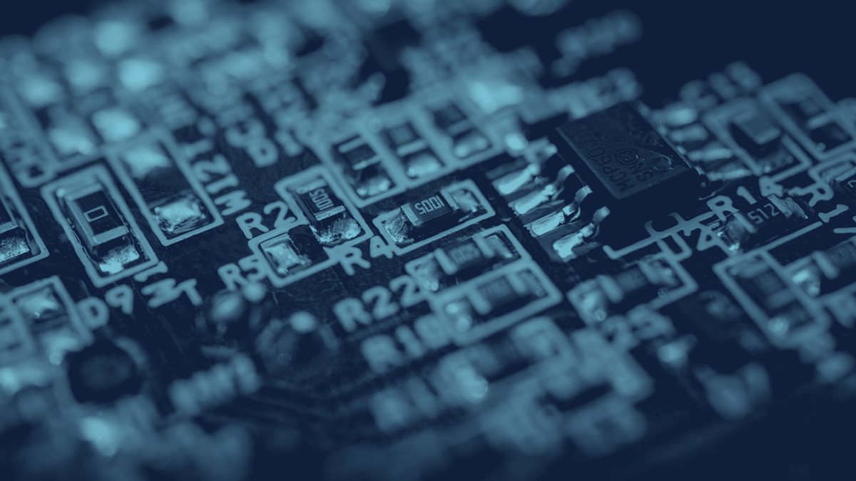 Detalle macroscópico de una placa de circuito impreso